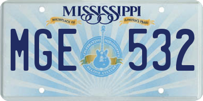 MS license plate MGE532