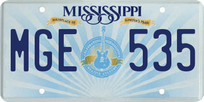 MS license plate MGE535