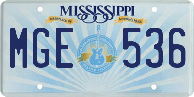 MS license plate MGE536