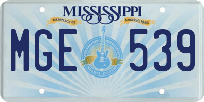 MS license plate MGE539