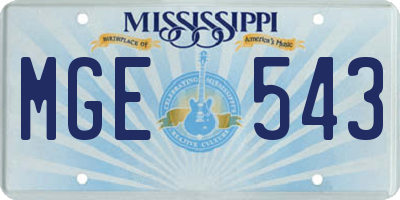 MS license plate MGE543