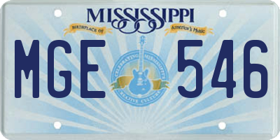 MS license plate MGE546