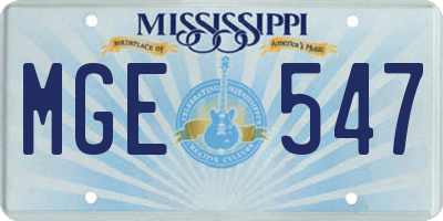 MS license plate MGE547