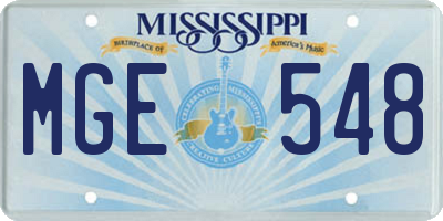 MS license plate MGE548