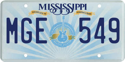 MS license plate MGE549