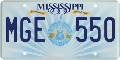 MS license plate MGE550