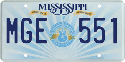 MS license plate MGE551