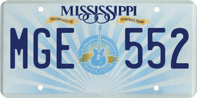 MS license plate MGE552