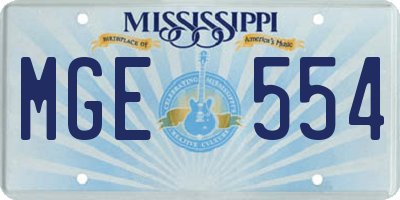 MS license plate MGE554
