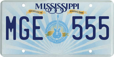 MS license plate MGE555