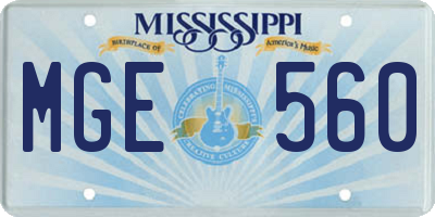 MS license plate MGE560