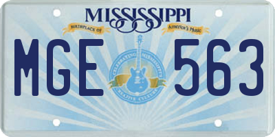 MS license plate MGE563