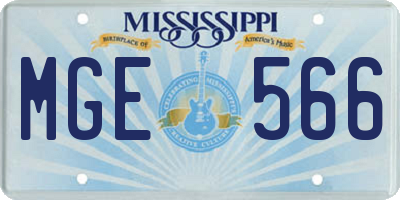 MS license plate MGE566