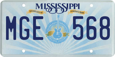 MS license plate MGE568