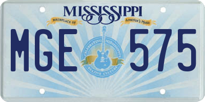 MS license plate MGE575