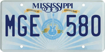 MS license plate MGE580