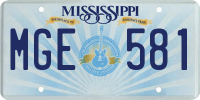 MS license plate MGE581