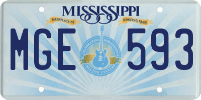 MS license plate MGE593