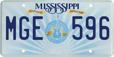 MS license plate MGE596