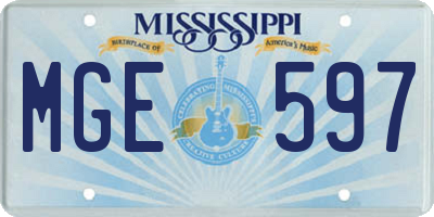 MS license plate MGE597