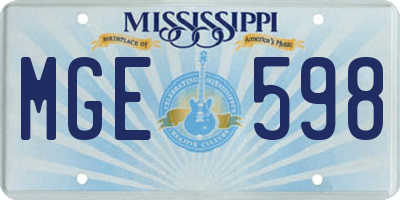 MS license plate MGE598