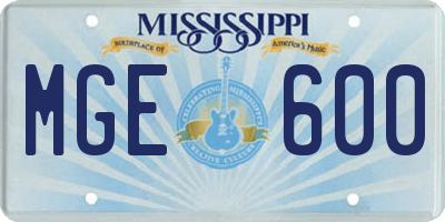 MS license plate MGE600