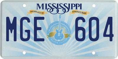 MS license plate MGE604
