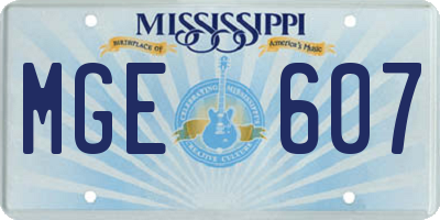 MS license plate MGE607