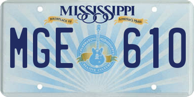 MS license plate MGE610