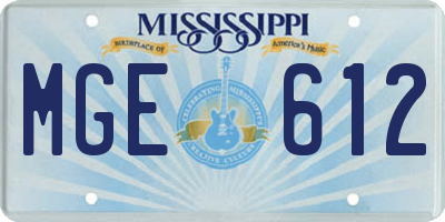 MS license plate MGE612