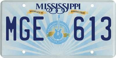 MS license plate MGE613