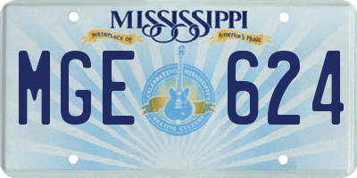 MS license plate MGE624