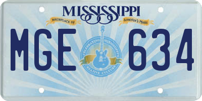 MS license plate MGE634