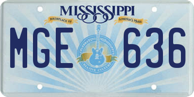 MS license plate MGE636