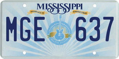 MS license plate MGE637