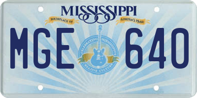 MS license plate MGE640