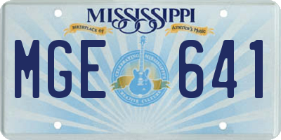 MS license plate MGE641