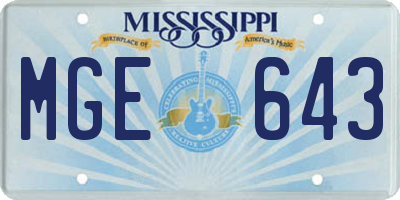 MS license plate MGE643