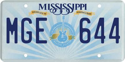 MS license plate MGE644