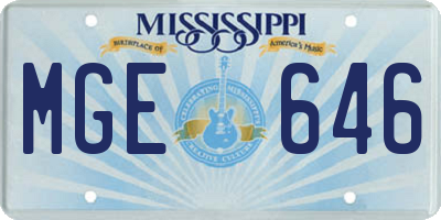 MS license plate MGE646