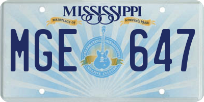 MS license plate MGE647