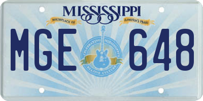 MS license plate MGE648