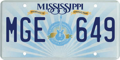 MS license plate MGE649
