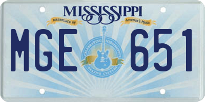 MS license plate MGE651