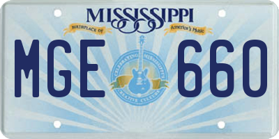 MS license plate MGE660