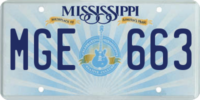 MS license plate MGE663