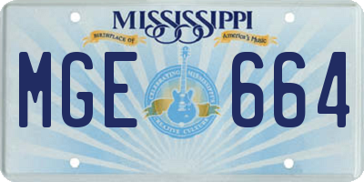 MS license plate MGE664