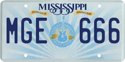 MS license plate MGE666