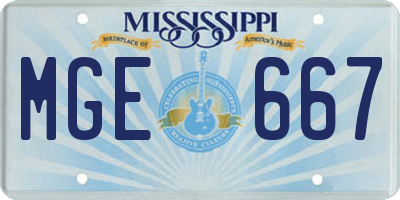 MS license plate MGE667