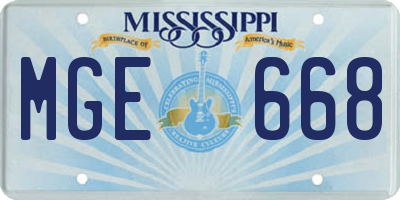 MS license plate MGE668